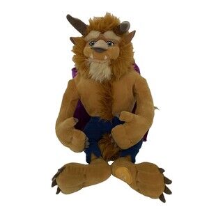 Disney Store Beauty & The Beast Plush 12"  Purple Cape Stuffed Animal Horns
